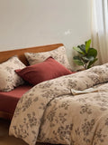 Low Saturation Cotton Linen Floral A-Class Full Cotton Duvet Cover Bedding Four-Piece Set Double Size Comforter Protector