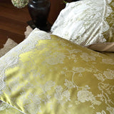 Vintage French Jacquard Lace Patchwork Bedding Set Lyocell Soft Silky Cooling Duvet Cover Flat/Fitted Bed Sheet Pillowcases 4Pcs
