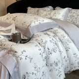 Luxury Digital Printing Flowers and Plants Bedding Set Lyocell Eucalyptus Fiber Soft Silky Duvet Cover Bed Sheet Pillowcase 4Pcs
