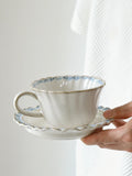 European-Style Court Ceramic Lace Staple Plate, Simple Blue Breakfast Mug, Underglaze Coffee Mug, Home Tableware Set
