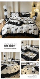 Washed Cotton Bedding Sets With Lace Black Printed Four Piece Set Bedroom Decor Duvet Cover Pillowcase Bedspread Bed Cover Sets