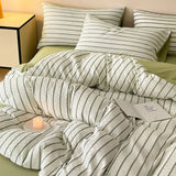 60S Striped Pure Cotton Bedding Sets High-End Japanese Jacquard Quilt Cover Kit Skin-Friendly Home Textiles for Single Double