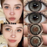 1Pair Soft Contact Lenses Pink Lenses Purple Eye Diameter 14.5mm sclera pupils Grey Lens Myopia Degree Beautiful Pupil