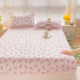 Purple Flower Bed Sheets Single/Queen/King Size Fitted Bed Sheet with Elastic Band drap de lit High Quality Mattress Cover 180