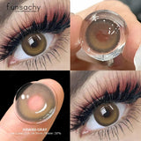 1pair Myopia Contact Lenses with Degrees Colored Natural Lenses 0 to -6.00 Degrees Graduation Blue Pupils Lenses Eyes