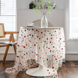 Christmas Transparent Lace Tablecloth White Rectangular Colorful Flower Embroidered Table Cloth for Cover Home Party Supplies