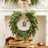 New Christmas Bells Wreath Linen Bow Natural Material Home Decorations Christmas Wreath