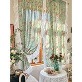 American Vintage Window Curtains Floral Lace Country Rural Rococo Sheer Cortinas No-Drill Door Curtains For Living Room Bedroom