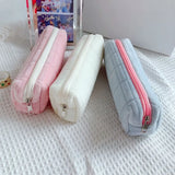 Gift Lattice Pencil Bag Large Capacity Simple Pencil Cases School Supplies with Zipper Stationery Box