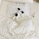 Korean Baby Girl Crib Bedding Set Bunny Rose Cherry Floral Cotton Muslin Cot Bedding Kit Duvet Cover Pillowcase No Filler