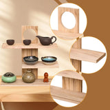 Wooden Desktop Organizer Shelf Storage Rack Stylish Display Stand for Office Home Tea Room Accessories Storage