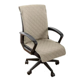 Quilted Office Chair Cover Solid Color Anti-dirty Desk Computer Armchair Chair with Slipcovers Buckle Gaming Seat Cover