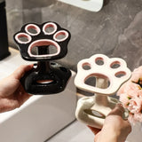 Cat Paw Shape Ceramic Toothbrush Holder Cute No Punching Toothbrush Holder Base Makeup Brush Storage Bathroom Accessories Tool