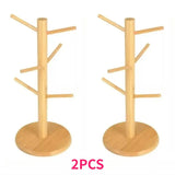 2/4pcs Wooden Pretzel Holders Like Trees for Cups Hair Additions Bracelets with 6 Hanger Mug Rack Table Display Stand Decorative
