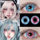 2PCS Fashion Makeup Beauty Colored Contact Lenses for Eyes Degree Myopia Red Eye Soft Anime Cosplay Pink Contact Lens