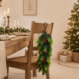Single Piece Christmas Artificial Pine Hanging Spray with Red Berries Pinecones, Winter Greenery Stem for Mantel Stair Holiday