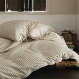Linen Cotton Simple Stripes Jacquard Nordic Style Bedding Set Single Double Queen King Duvet Cover Flat/Fitted Sheet Pillowcase
