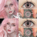 1 Pair Korean Fashion Lenses Pink Anime Lenses with Diopters Degree Big Eye Lenses Soft Beautiful Pupil High Quality Lens