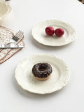 French Relief Plate Fashion White Round Ceramic Plates 2025 New Home Kitchen Serving Dish Afternoon Tea Dessert Cake Tableware