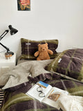 Comfortable Woolen Milk Velvet Thiened Autumn Winter Four-Piece Bedding Set Plaid Blogging Sle Skin-Friendly Universal Use