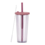 700ml,Double-Layer Straw Cup/MUG,Drinkware,Environmentally Friendly Plastic,Large Diameter,Transparent Milk Tea Cup,Holiday Gift