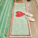 Green Runner Rug Creative Plaid Love Print Bedroom Fluffy Bedside Carpet Fashion Trend Ins Decorative Coffee Table Mats 러그 Ковер