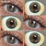 1 Pair Colored Contact Lenses Natural Brown Pupils Blue Eyes Contact lenses Gray Soft Contacts 14.50mm
