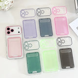 2 In 1 Clear PC Jelly Card Pack Phone Case For iPhone 17 Air 16 15 14 13 12 11 Plus Pro Max Insert Soft Full Frame Bumper Cover