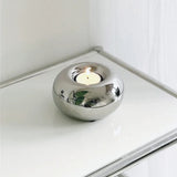 Ceramics Candle Holder Circular Silvery Candlestick Home Desktop Modern Simplicity Decor DIY Office Supplies Aromatherapy Gifts