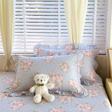 100% Cotton 2pcs Flower Prints Ruffles Pillowcases 48x74cm Sizes Cushion Cover for Bed Floral Style Adults Kids Pillowslip 베개커버