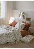 Ele Floral Cotton Bedding Set 00% Pure Combed Cotton 4-Piece Bedding Set for Students Dormi 3-Piece Duvet Cover Bedding
