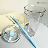 Portable Transparent Straw Cup 450ml Bubble Tea & Coffee Cup Office Water Bottles Food-Grade Plastic Beverage Cup