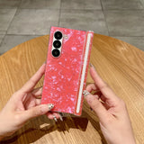 Luxury Aurora Shell Pattern Hard Case for Samsung Galaxy Z Fold 7 6 5 4 fold7 zfold Fold6 Colorful Acrylic Shockproof Back Cover