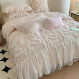 4Pcs Korean Princess Style Cotton 100% Bedding Set Three-Dimensional Chiffon Lace Duvet Cover 200x230 220x240 Four Seasons