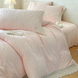 Tulip Flowers Lace Ruffles Princess Style Bedding Set Velvet Warm Winter Duvet Cover Flat/Fitted Bed Sheet Pillowcases 4Pcs