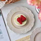 French Relief Dessert Plate Ins Retro Breakfast Bread Plates Household Versatile Dining Disc Milk Tea Colored Ceramic Tableware