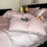 4Pcs Light Luxury High-end Sense 160 Pcs 100% Cotton Tribute Satin Jacquard Quilt Cover Sheet Simple Bedding