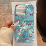 For iPhone 16 Pro Max 15 14 13 12 11 XS X XR 7 8 16 Plus SE 2022 INS Korean Blue Ocean Red Carp Vortex Pattern Phone Case Cover
