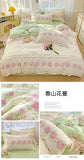 100% Cotton Four Piece Set Soft Skin-friendly Duvet Cover Set Single Couple Flower Printed Comforter Bedding Set for Adults Kids
