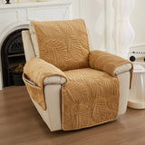 Soft Plush Recliner Sofa Covers for Living Room Leaves Printed Pet Kids Sofa Mat Non-Slip Couch Armchair Slipcovers Protector