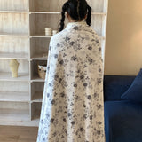 Ikeehome  new printed milk wool lamb wool blanket double-sided cute cartoon office lunch break blanket student dormitory blanket