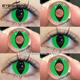 2pcs Cosplay Colored Contact Lenses Anime Cateye White Eye Lenses Halloween Red Makeup Lens Green Color Eyes Contact