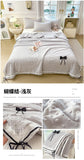 Summer Thin Quilt Ins Girl Bow Seersucker Washed Cotton Summer Quilt Single Dormitory Air Conditioner Blanket Machine Washable