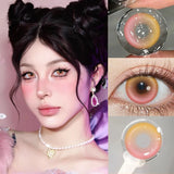 1 Pair New Colored Contacts Lenses Fashion Blue Lense - 0.00 To - 8.00 Diopter Lenses High Quality Cute Beautiful Pupils