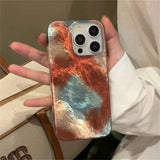 Korean Cute Dog Stripes Gradient Phone Case for IPhone 16 15 14 13 11 12 Pro Max Plus Lovely Puppy Vortex Pattern Cover Funda