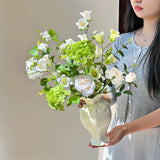 Ceramic Flower Vase For Wedding Festival Hotel Living Room Home Dining Table Decor,Luxury Bas-relief Plant Pot