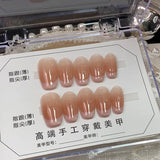 10Pcs Handmade Press On Nails Full Cover Pure Color Design Gradual Change French Ballet False Nails Wearable Manicure Nail Tips