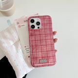 INS Simple Retro Purple Checkered Pattern Phone Case for iPhone 17pro 17 ProMax 15 14 16 Pro Max Shockproof Grid Pattern Cover