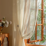 Curtain Beige Lace Sheer Window Curtains Retro French Style Living Room Bedroom Decoration Wave Pattern Romantic Treatment