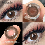 1pair Myopia Contact Lenses with Degrees Colored Natural Lenses 0 to -6.00 Degrees Graduation Blue Pupils Lenses Eyes
